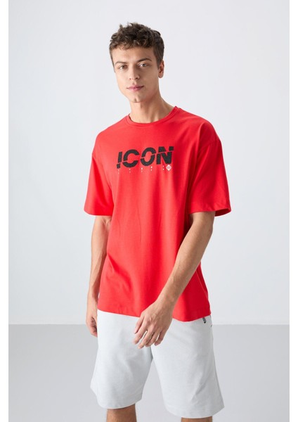 Fiesta Pamuklu Kalın Yumuşak Dokulu Oversize Fit Baskılı Erkek T-Shirt - 88331