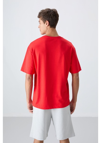 Fiesta Pamuklu Kalın Yumuşak Dokulu Oversize Fit Baskılı Erkek T-Shirt - 88331
