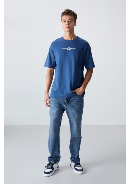 Parlament Pamuklu Kalın Yumuşak Dokulu Oversize Fit Baskılı Erkek T-Shirt - 88321
