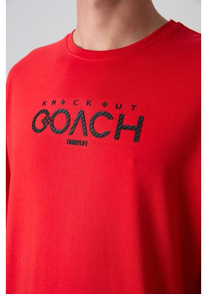 Fiesta Pamuklu Kalın Yumuşak Dokulu Oversize Fit Baskılı Erkek T-Shirt - 88329