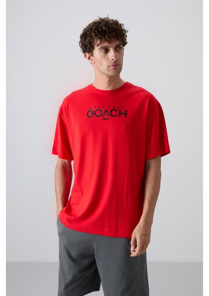 Fiesta Pamuklu Kalın Yumuşak Dokulu Oversize Fit Baskılı Erkek T-Shirt - 88329