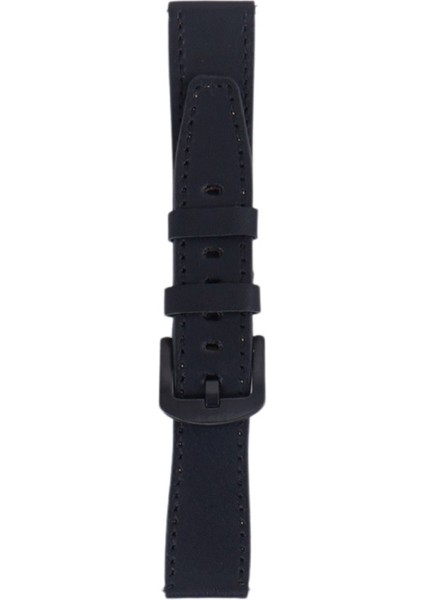 LW38-43 20 mm Hakiki Deri Düz Siyah Kordon Siyah Toka