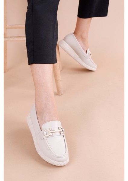 Matar Kadın Bej Loafer Ayakkabı