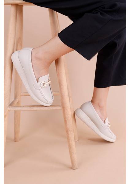 Matar Kadın Bej Loafer Ayakkabı