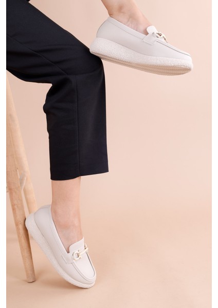 Matar Kadın Bej Loafer Ayakkabı