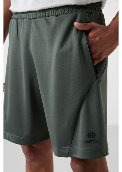 Haki Polyester Kalın Yumuşak Comfort Fit Erkek Şort - 81273