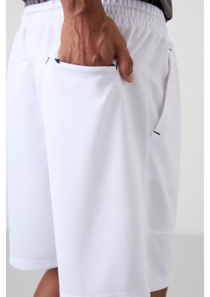 Beyaz Polyester Kalın Yumuşak Comfort Fit Erkek Şort - 81272