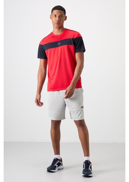 Kırmızı Polyester Nefes Alan Dokulu İnce Esnek Standart Fit Erkek Performans T-Shirt - 88396
