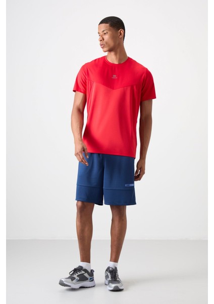 Kırmızı Polyester Nefes Alan Dokulu İnce Esnek Standart Fit Erkek Performans T-Shirt - 88391