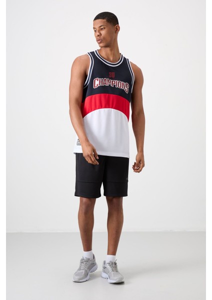 Tommy Life Tommy Life  Beyaz Polyester Nefes Alan Dokulu Ince Esnek Standart Fit Erkek Basketbol Atlet - 88395