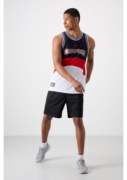 Tommy Life Tommy Life  Beyaz Polyester Nefes Alan Dokulu Ince Esnek Standart Fit Erkek Basketbol Atlet - 88395