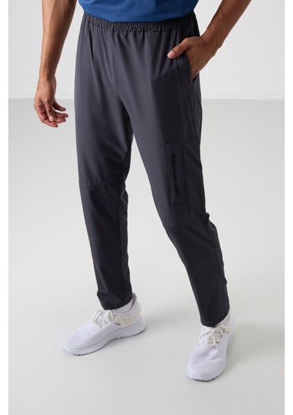 Antrasit Polyester İnce Yumuşak Comfort Fit Erkek Eşofman Alt - 82120