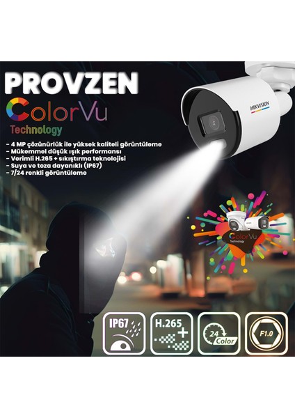 Hıkvısıon 14 İp Kameralı 4Mp Colorvu Dahili Mikrofon Set