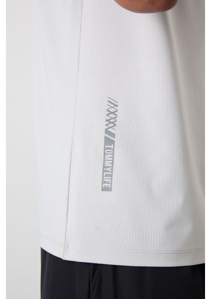 Taş Polyester Nefes Alan Dokulu İnce Esnek Standart Fit Erkek Performans T-Shirt - 88388