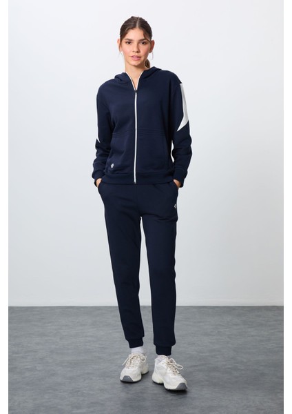 Indigo Kompakt Pamuklu Kalın Pürüzsüz Dokulu Kapüşonlu Oversize Fit Kadın Eşofman Takım - 95343 fırsatları