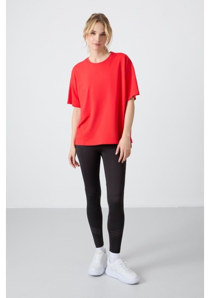 Fiesta Penye Modal Yumuşak Tuşeli Oversize Fit Basic Kadın T-Shirt- 97285