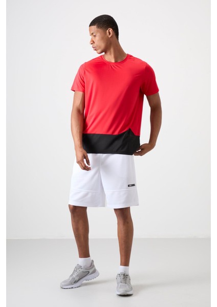 Kırmızı Polyester Nefes Alan Dokulu İnce Esnek Standart Fit Erkek Performans T-Shirt - 88383