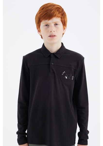 Siyah Polo Yaka Erkek Çocuk T-Shirt - 11172 indirimleri