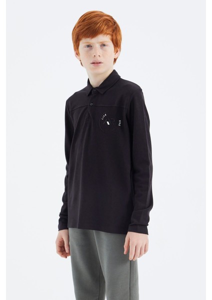 Siyah Polo Yaka Erkek Çocuk T-Shirt - 11172