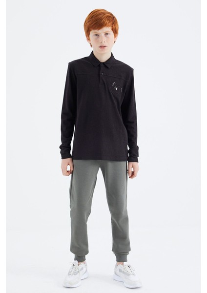 Siyah Polo Yaka Erkek Çocuk T-Shirt - 11172