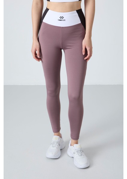 Gül Kurusu Polyester Esnek Standart Fit Performans Kadın Tayt Takım - 95334