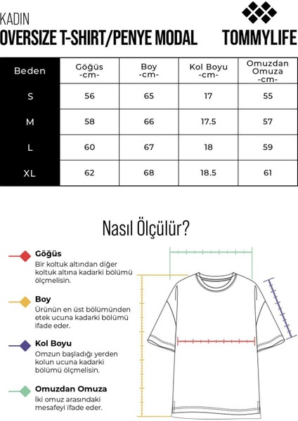 Tommy Life Beyaz Penye Modal Yumuşak Tuşeli Oversize Fit Basic Kadın T-Shirt- 97285