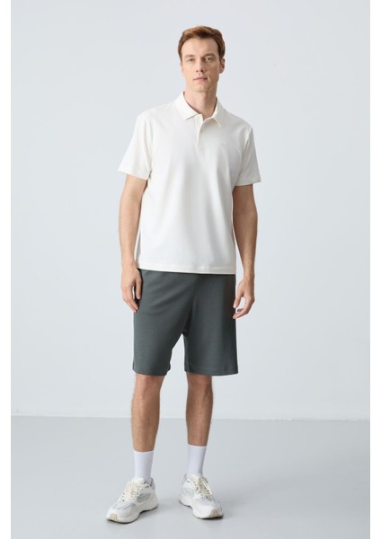 Tommy Life Ekru Basic Göğüs Logolu Standart Kalıp Triko Polo Yaka Erkek T-Shirt - 87768