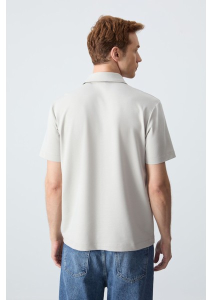 Taş Basic Göğüs Logolu Standart Kalıp Triko Polo Yaka Erkek T-Shirt - 87768