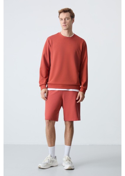 Kiremit Basic O Yaka Rahat Form Erkek Sweatshirt - 88053