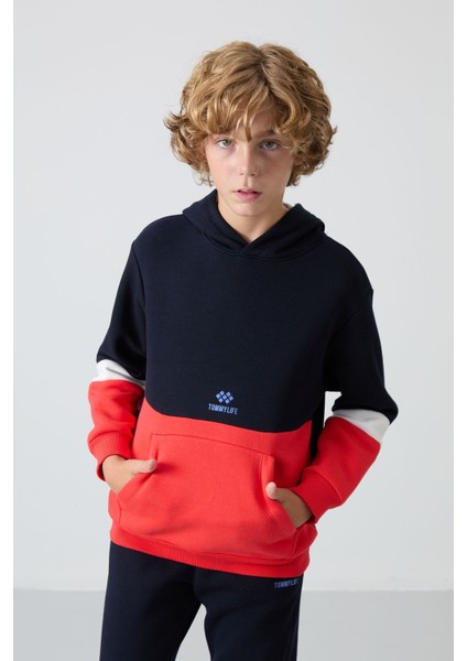 Tommy Life Lacivert Pamuklu Kalın Içi Tüylü Yumuşak Dokulu Standart Fit Nakışlı Erkek Çocuk eşofman takım - 11255