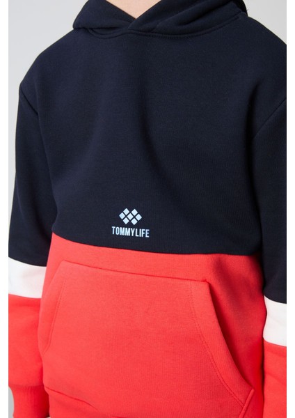 Tommy Life Lacivert Pamuklu Kalın Içi Tüylü Yumuşak Dokulu Standart Fit Nakışlı Erkek Çocuk eşofman takım - 11255
