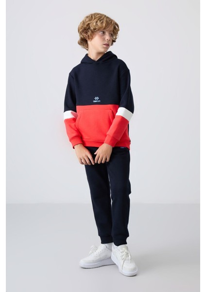 Tommy Life Lacivert Pamuklu Kalın Içi Tüylü Yumuşak Dokulu Standart Fit Nakışlı Erkek Çocuk eşofman takım - 11255