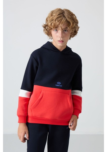 Tommy Life Lacivert Pamuklu Kalın Içi Tüylü Yumuşak Dokulu Standart Fit Nakışlı Erkek Çocuk eşofman takım - 11255