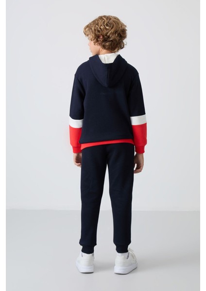 Tommy Life Lacivert Pamuklu Kalın Içi Tüylü Yumuşak Dokulu Standart Fit Nakışlı Erkek Çocuk eşofman takım - 11255