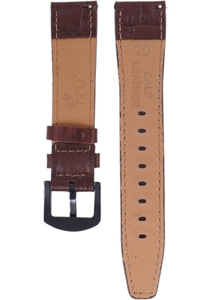 LW38-43 20 mm Hakiki Deri Kroko Kahve Kordon Siyah Toka modelleri