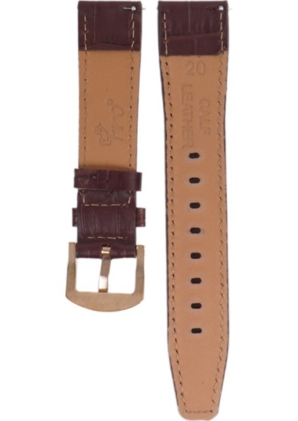 LW38-43 20 mm Hakiki Deri Kroko Kahve Kordon Gold Toka modelleri