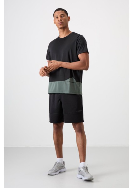 Siyah Polyester Nefes Alan Dokulu İnce Esnek Standart Fit Erkek Performans T-Shirt - 88383 fiyatları