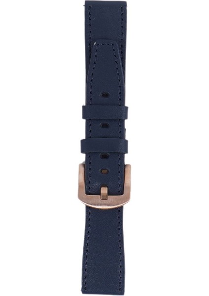 LW38-43 20 mm Hakiki Deri Düz Lacivert Kordon Gold Toka