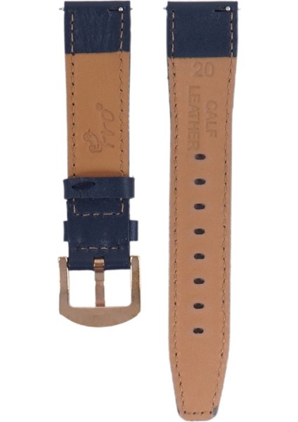 LW38-43 20 mm Hakiki Deri Düz Lacivert Kordon Gold Toka modelleri