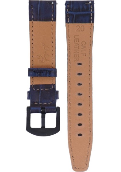 LW38-43 20 mm Hakiki Deri Kroko Lacivert Kordon Siyah Toka modelleri