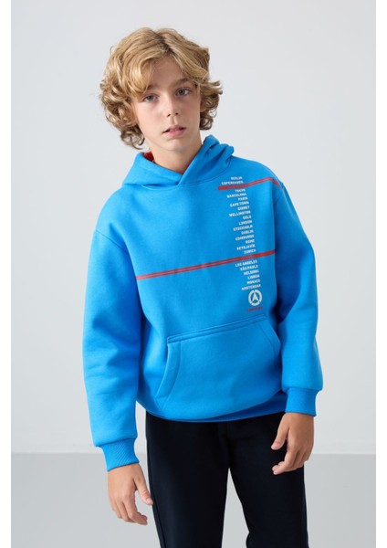 Saks Pamuklu Kalın İçi Tüylü Yumuşak Dokulu Standart Fit Baskılı Erkek Çocuk Sweatshirt - 11239