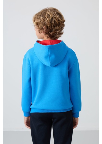 Saks Pamuklu Kalın İçi Tüylü Yumuşak Dokulu Standart Fit Baskılı Erkek Çocuk Sweatshirt - 11239