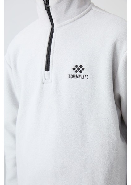 Taş Kalın Yumuşak Dokulu Standart Fit Nakışlı Polar Erkek Çocuk Sweatshirt - 11221
