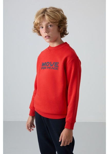 Fiesta Pamuklu Kalın İçi Tüylü Yumuşak Dokulu Standart Fit Baskılı Erkek Çocuk Sweatshirt - 11216