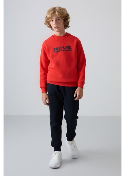 Fiesta Pamuklu Kalın İçi Tüylü Yumuşak Dokulu Standart Fit Baskılı Erkek Çocuk Sweatshirt - 11216