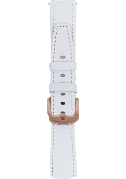 LW38-43 20 mm Hakiki Deri Düz Beyaz Kordon Gold Toka