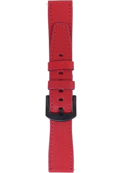LW38-43 20 mm Hakiki Deri Düz Kırmızı Kordon Siyah Toka