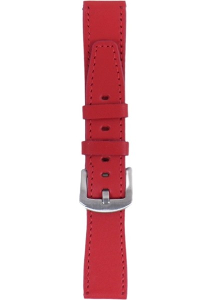 LW38-43 20 mm Hakiki Deri Düz Kırmızı Kordon Silver Toka