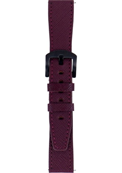 LW38-43 20 mm Hakiki Deri Safiano Bordo Kordon Siyah Toka