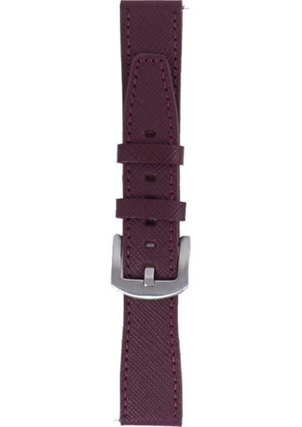 LW38-43 20 mm Hakiki Deri Safiano Bordo Kordon Silver Toka